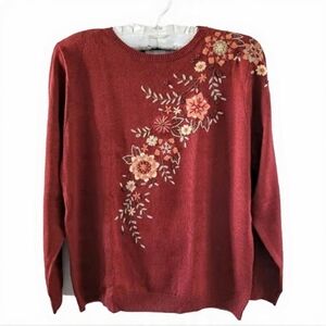 Vintage Crewneck Cozy Cottagecore Dark Academia Grannycore Embroidered Sweater S